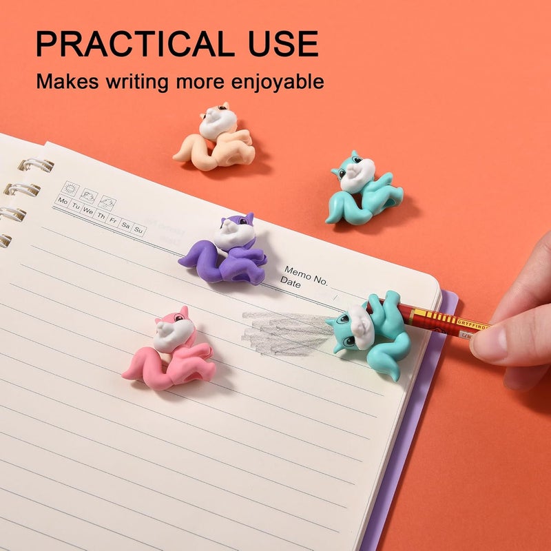 TDOCK 24Pcs Pencil Top Erasers for Kids, Squirrel Pencil Erasers Toppers Bulk, Cute Cap Erasers for Party Favors Classroom Rewards - Image 5